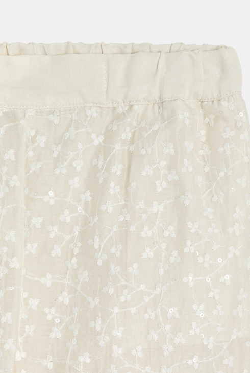 Girl's white embroidered wide-leg trousers 2