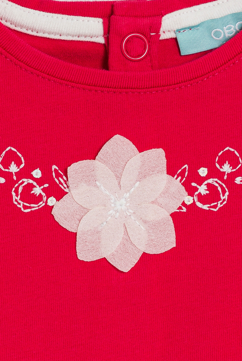 Baby girl's pink T-shirt with short ruffled sleeves 2