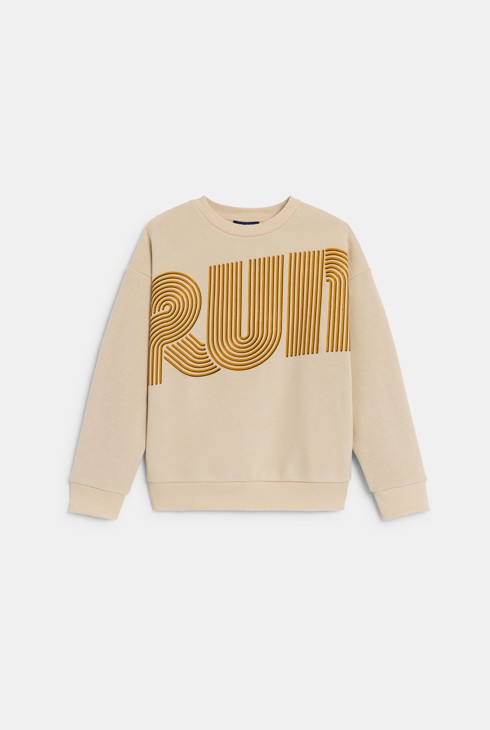 Boy's beige RUN slogan sweatshirt 2