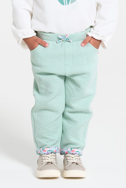 Baby girl's soft fancy green trousers 2