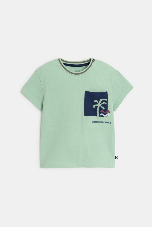 Baby boy's green piqué fabric T-shirt 1