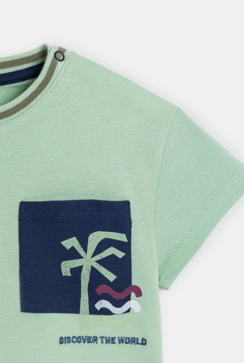 Baby boy's green piqué fabric T-shirt 2