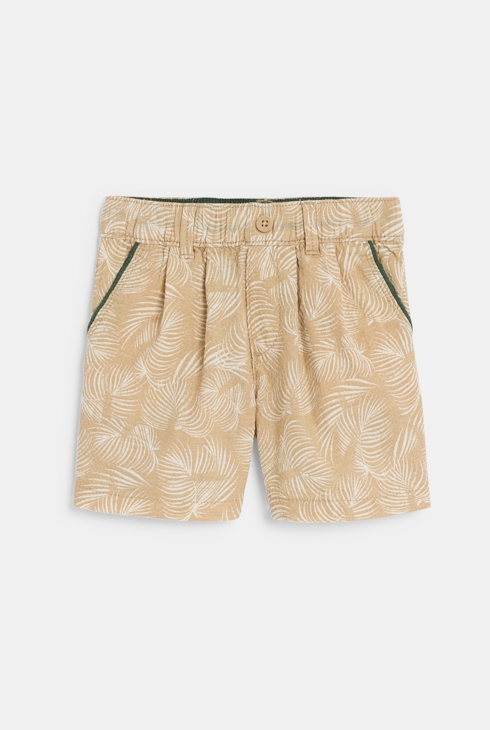 Baby boy's beige printed patterned cotton Bermuda shorts 2