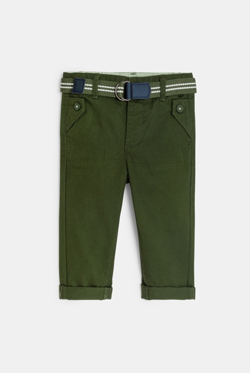 Baby boy's green cotton straight-cut trousers 2