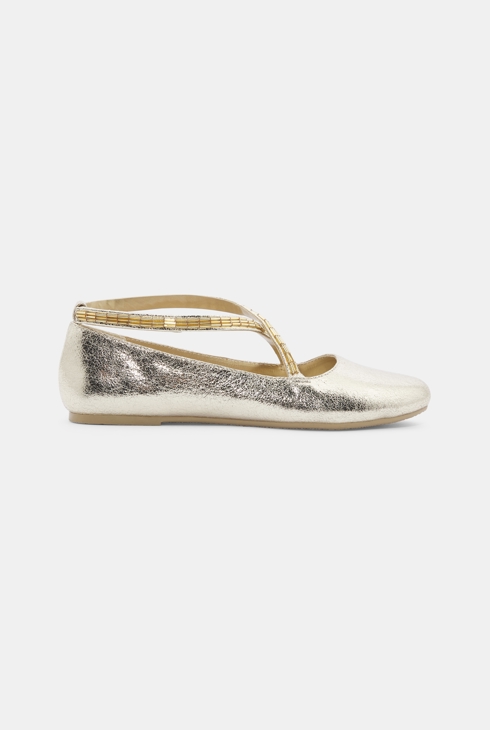 Girl's iridescent cross-over ballerina flats 1