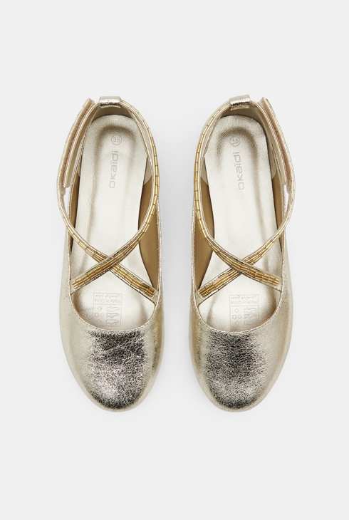 Girl's iridescent cross-over ballerina flats 2