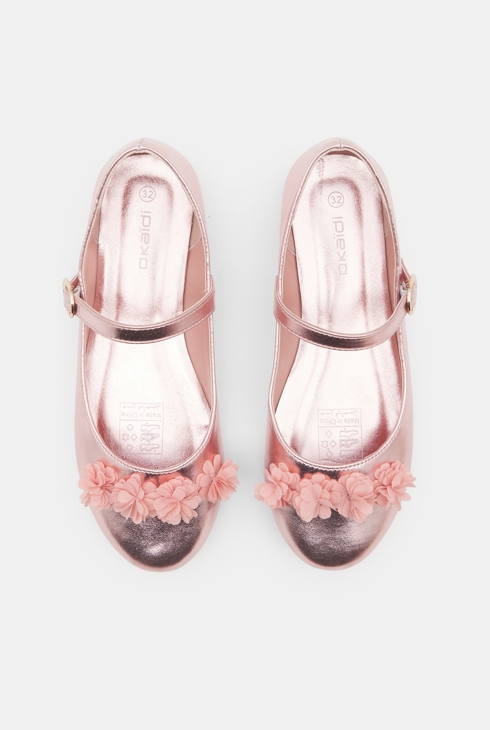 Girl's pink strappy flower ballerina flats 2
