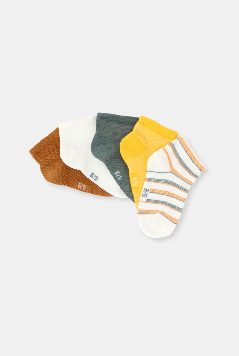 Baby boy's multicoloured plain and striped ankle socks (pack of 5) 1