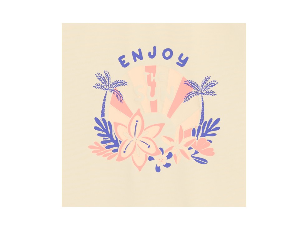 Beiges T-Shirt mit UV-Schutz und 3/4-Ärmeln für Mädchen 2