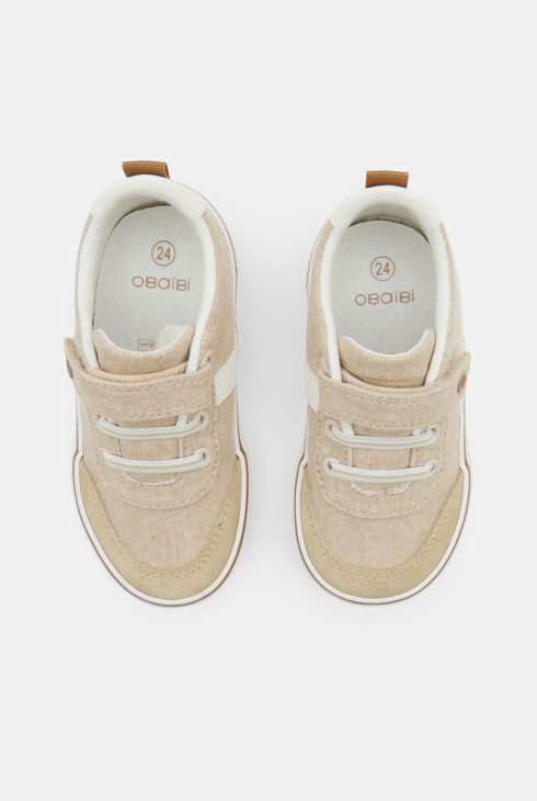 Baby boy's low-top beige canvas trainers 2