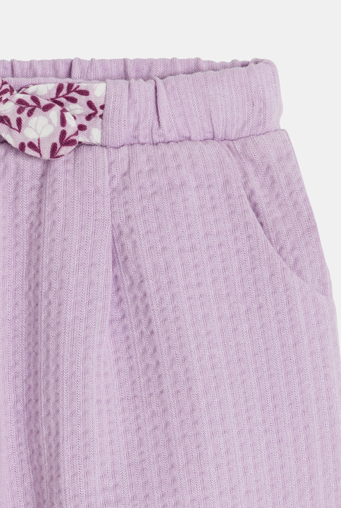 Short léger maille fantaisie mauve bébé fille 2