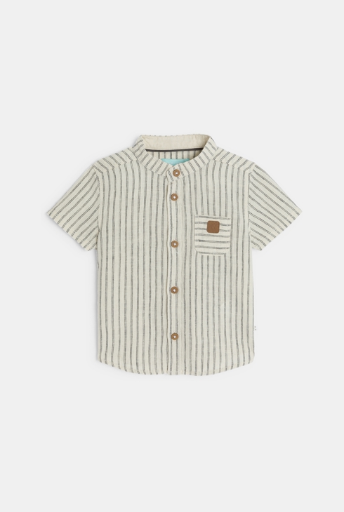 Chemise lin et coton rayé blanc bébé garçon 2
