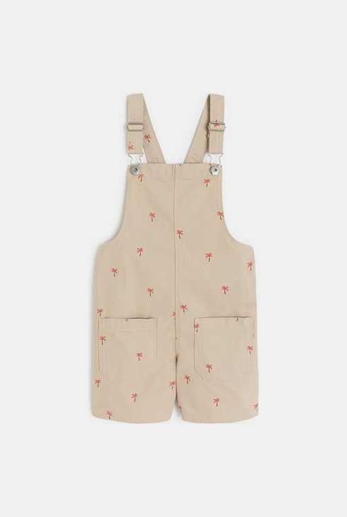Salopette-short en toile imprimée beige Fille 2