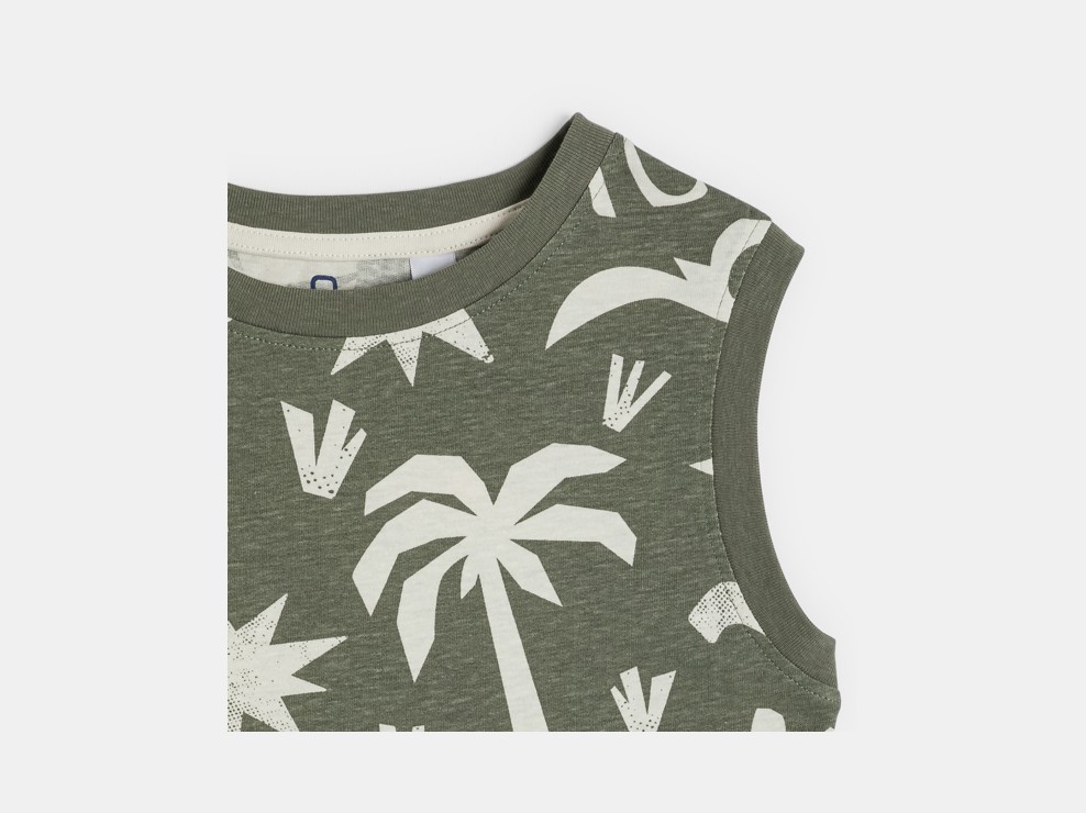 Khakifarbenes bedrucktes Tanktop für Jungen 2