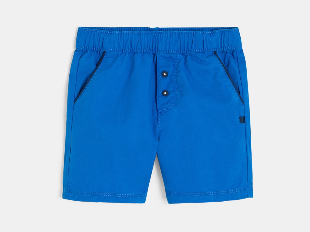 Pantalón corto de sarga de algodón estampado azul para bebé niño 1
