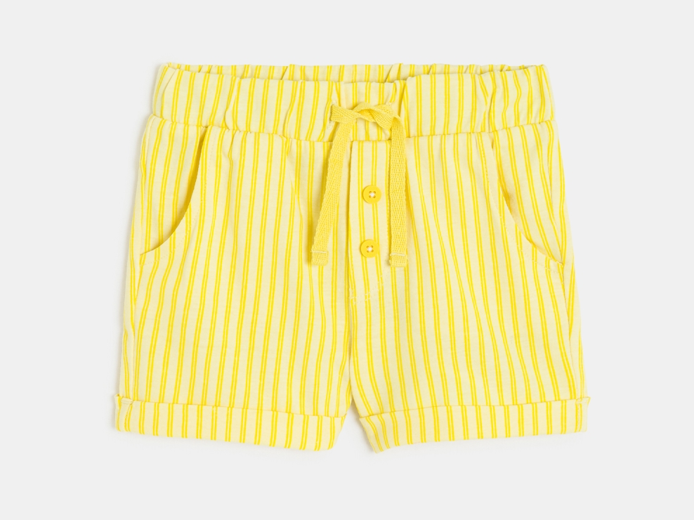 Gestreifte Shorts aus Baumwolljersey in Gelb für kleine Jungen 1