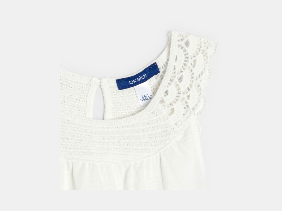 Weißes Tanktop mit Häkelkragen für Mädchen 2