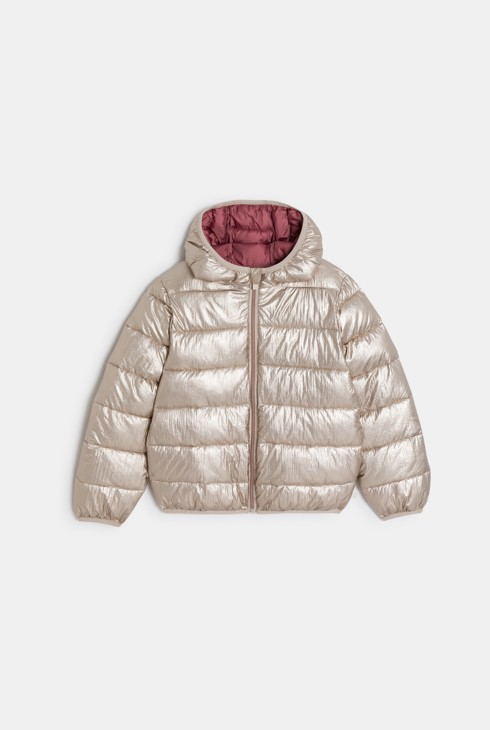 Doudoune à capuche irisée dorée Fille 2