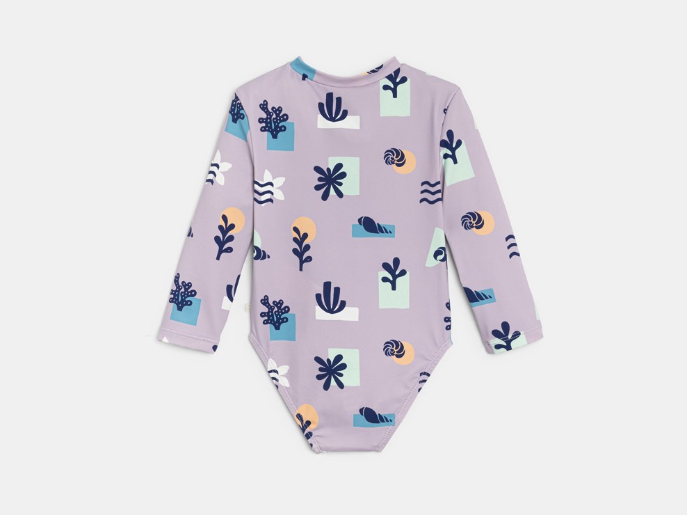 Blasslila Badeoverall mit langen Ärmeln Kleinkind Mädchen 2