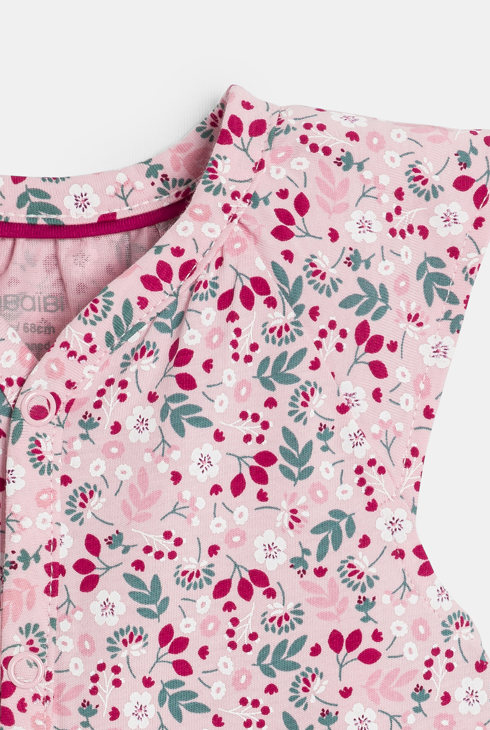 Kurzer Overall Jersey geblümt rosa Kleinkind Mädchen 2