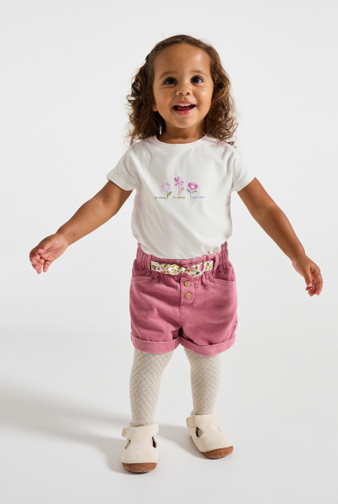 T-Shirt Sensorik Blumen weiß Kleinkind Mädchen 1