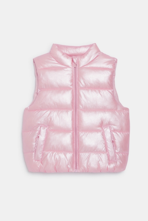 Plumífero sin mangas irisado rosa bebé niña 1