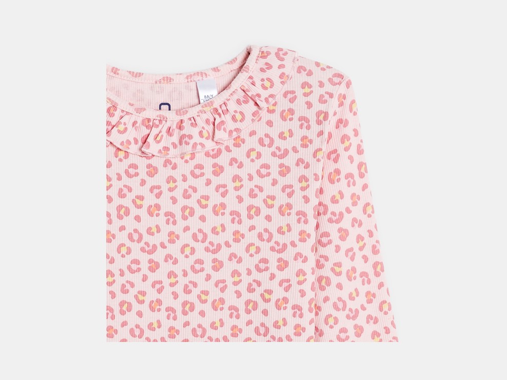 Pyjama 2-teilig aus geripptem Jersey Leopard rosa 2
