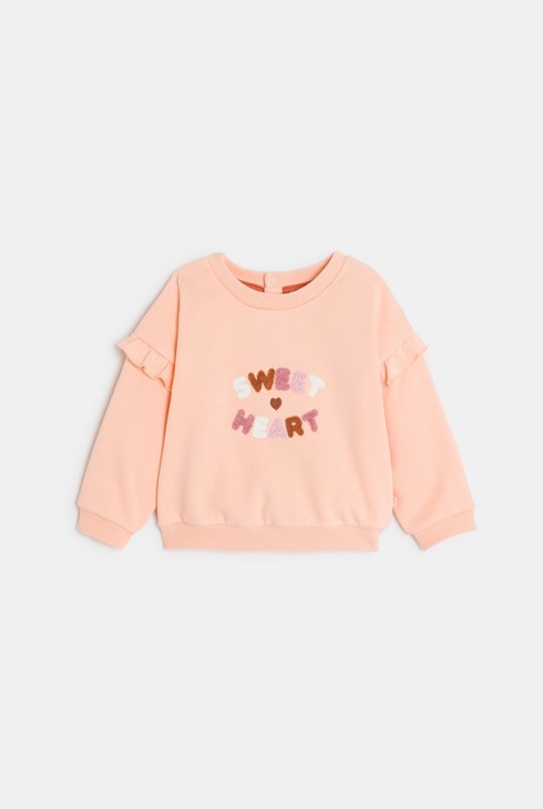 Sudadera bordada con volantes rosa bebé niña 2