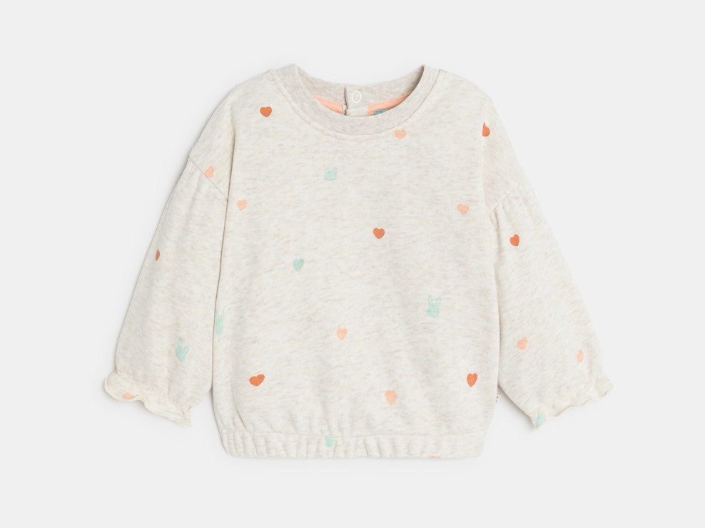 Sudadera muletón corazones blanco bebé niña 2