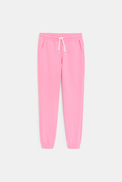 Pantalón de chándal de felpa liso rosa para niña 2