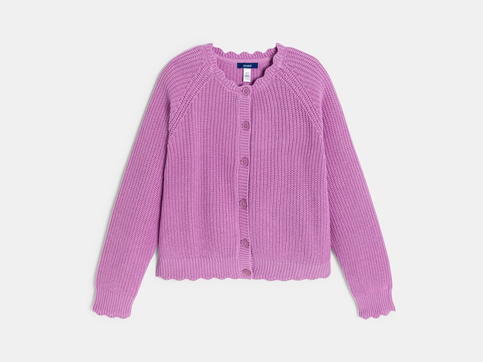 Cárdigan de canalé liso malva niña 1