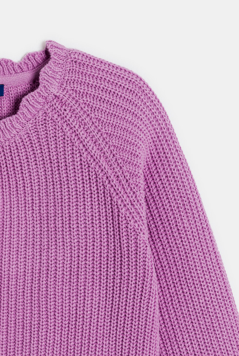 Cárdigan de canalé liso malva niña 2