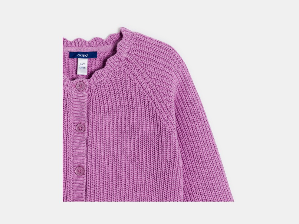 Cárdigan de canalé liso malva niña 2