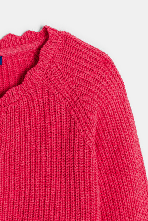 Cárdigan de canalé liso rojo niña 2