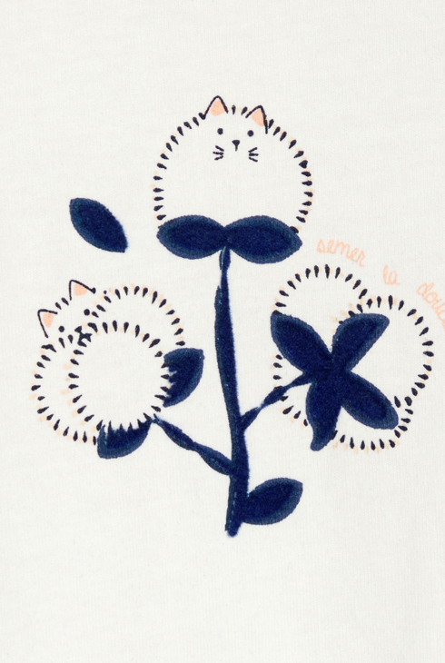 Bluse Blume Katze weiß Kleinkind Mädchen 2