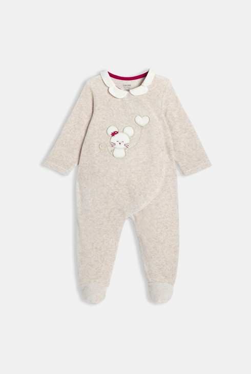 Dors-bien velours et gilet écru bébé fille 2