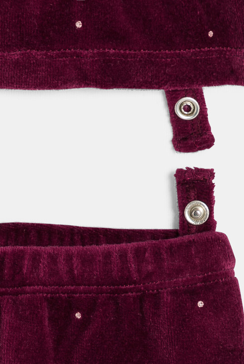 Pyjama velours chat bordeaux bébé fille 2
