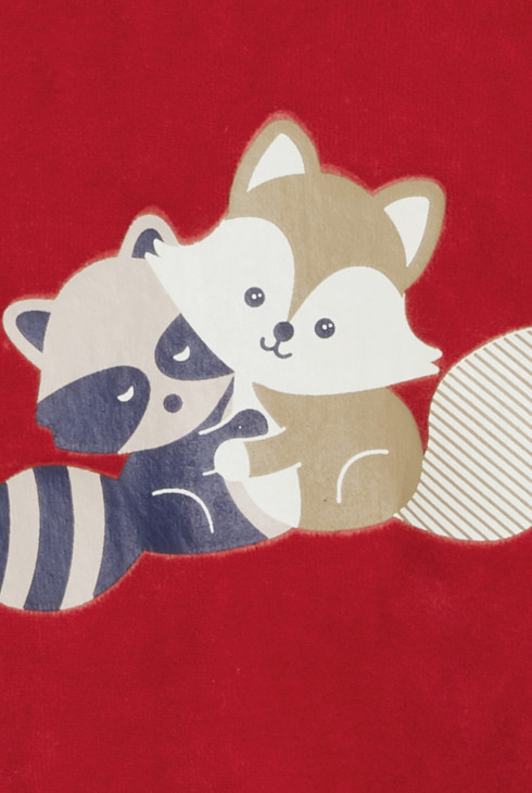 Pelele terciopelo animales rojo bebé unisex 2