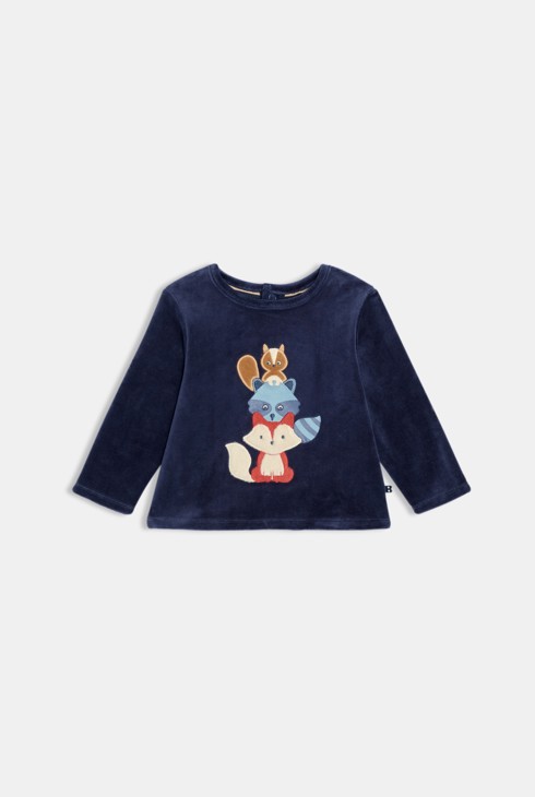 Pijama terciopelo animales azul bebé niño 2