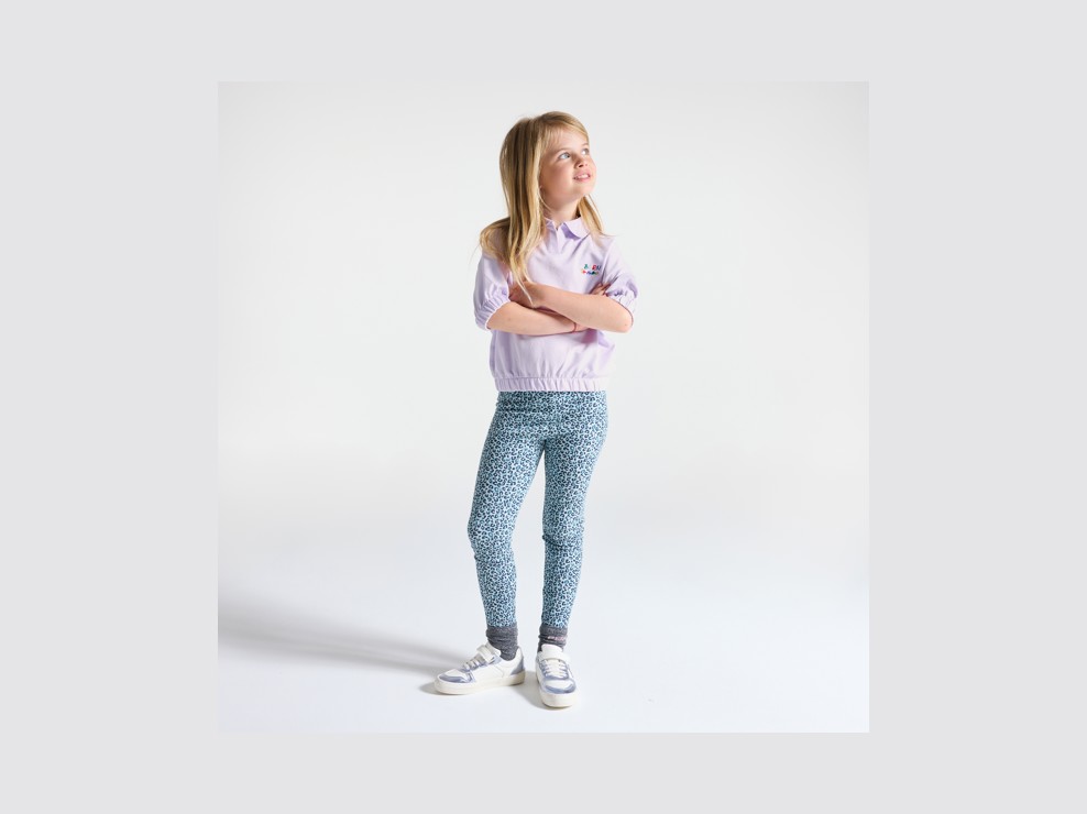 Sweatshirt Polokragen Kurzärmel blasslila Mädchen 1