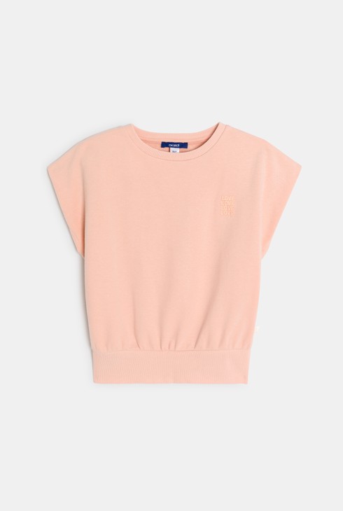 Sudadera de manga corta lisa rosa niña 2
