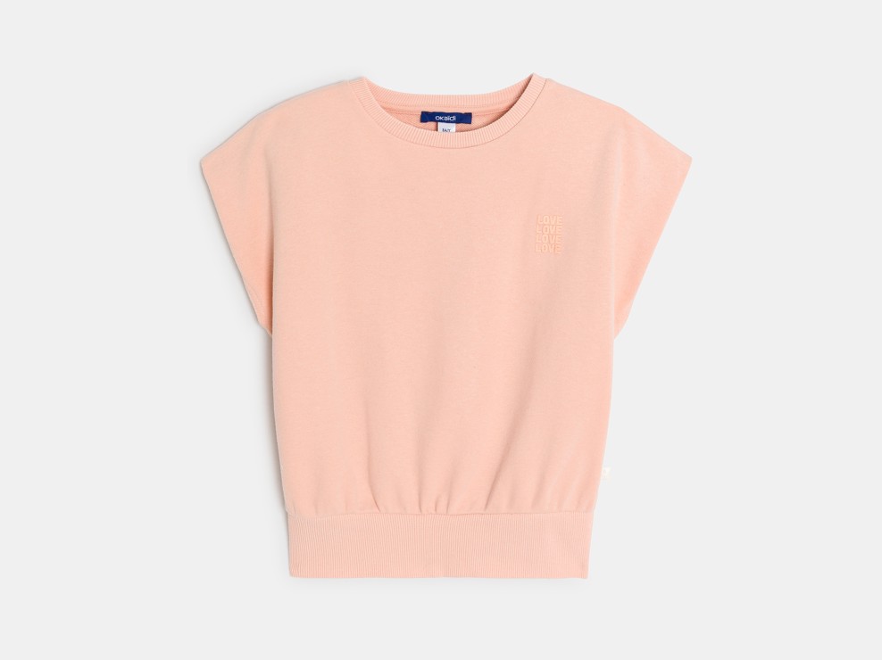 Sweatshirt kurzärmlig einfarbig rosa Mädchen 2