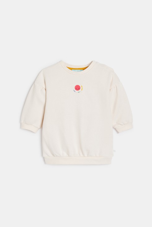Weißes Sweaterkleid aus Molton und Leggings für kleine Mädchen 2