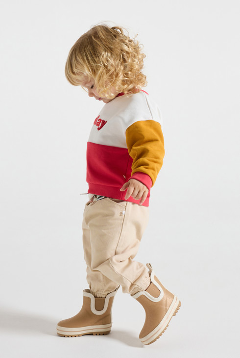 Beżowe spodnie z paskiem ozdobne niemowlę dziewczynka 1