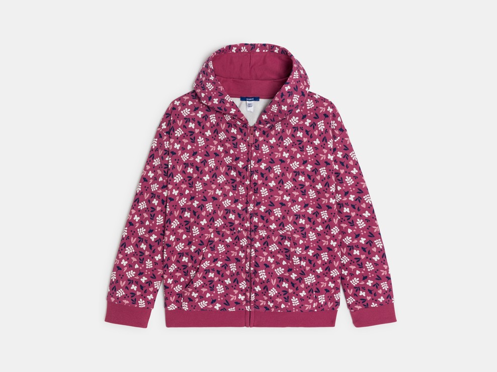Sudadera con capucha estampada violeta niña 2