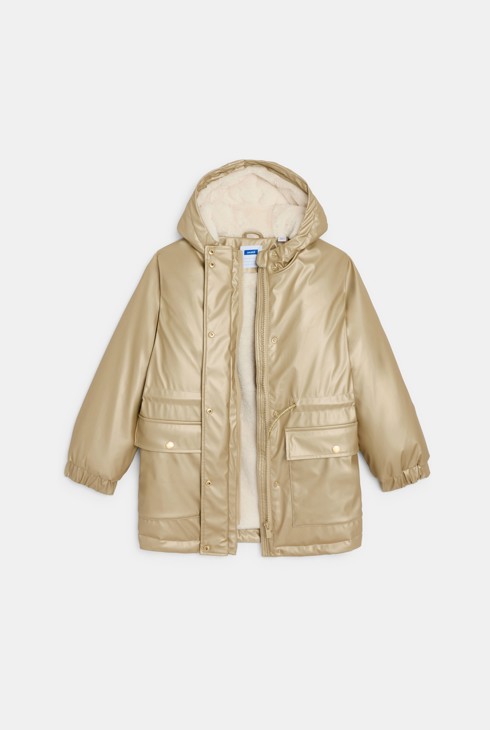 Abrigo encerado forrado beige niña 2