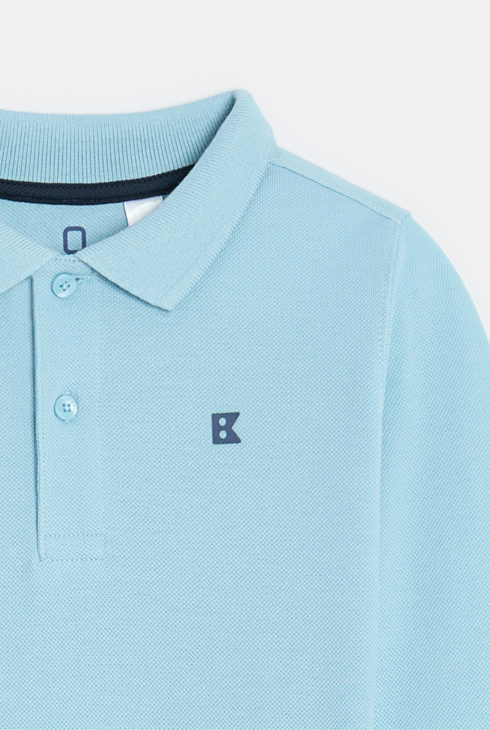 Polo a maniche lunghe blu in jersey piqué per bambino 2