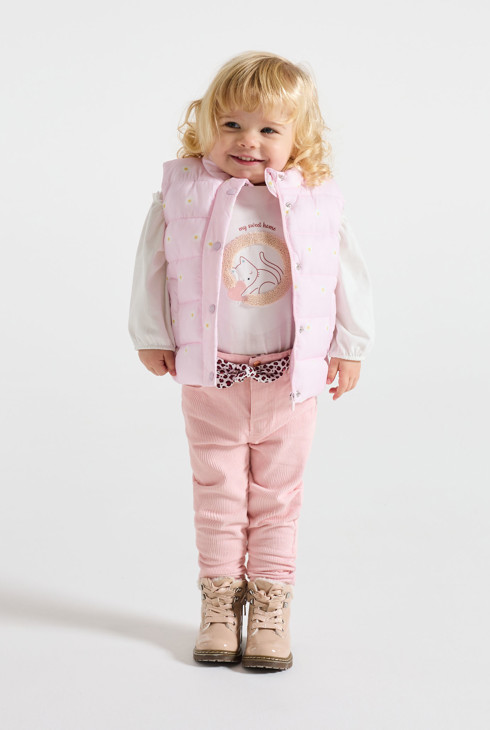 Różowe welurowe spodnie z paskiem w panterkę niemowlę dziewczynka 1