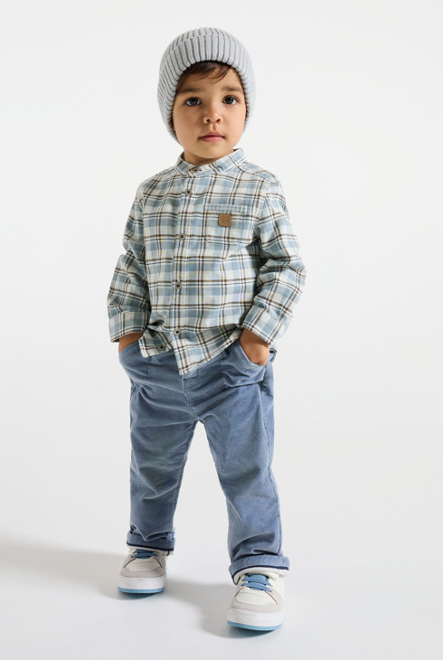 Niebieska koszula w kratkę niemowlę chłopiec 1