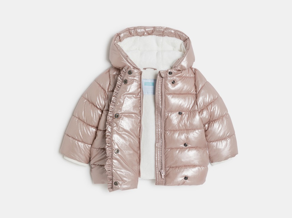 Steppjacke gefüttert mit Kapuze schillernd rosa Kleinkind Mädchen 2